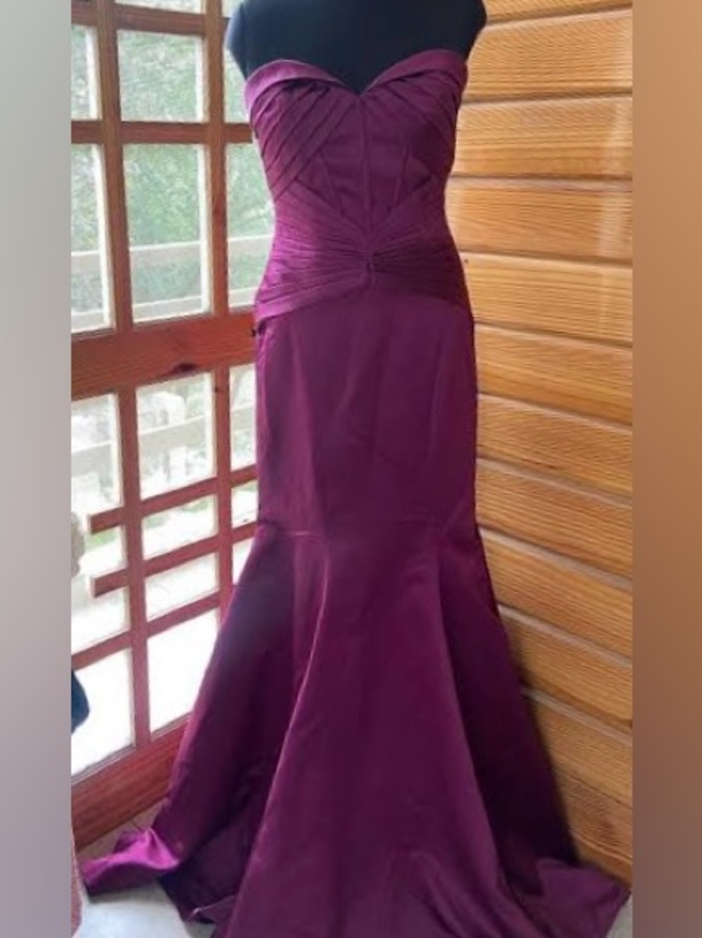 Strapless Satin Mermaid Gown Prom Dress in Wine